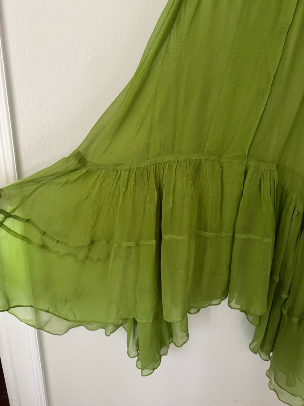 Creatures of Comfort Spring 2018 Chartreuse Silk Chiffon Skirt. - Picture 4 of 7